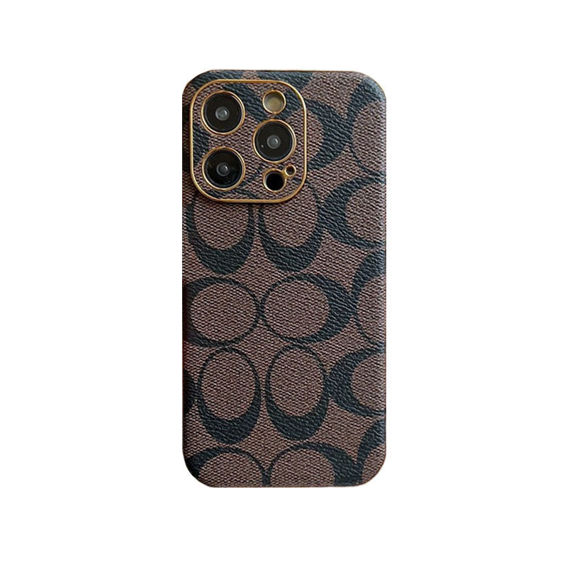 Funda clásica para iPhone de piel color marrón claro -QBK240513