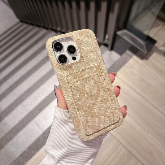 Capa clássica clássica para iPhone com porta-cartões branco -JQB240330