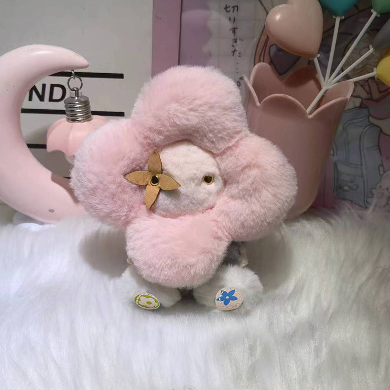 Porte-clés en peluche tournesol mignon – Breloque de sac de poupée Vivienne pour femme, décoration de sac à dos de voiture<rAMP>