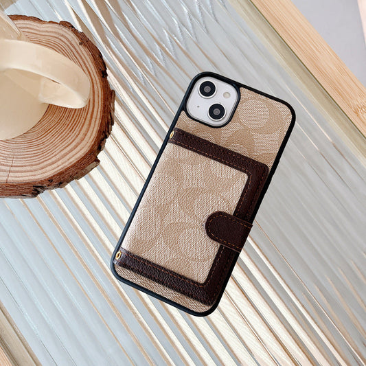 Capa clássica para iPhone com carteira e alça crossbody branca -XK240402