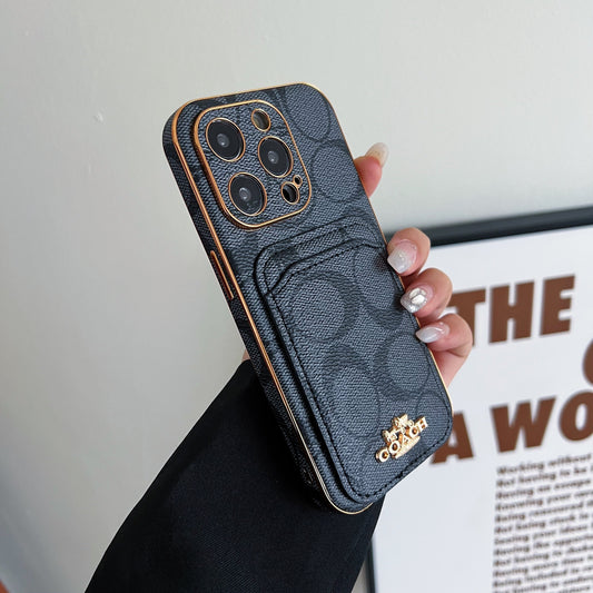 Capa clássica para iPhone com porta-cartões preta -KB241651