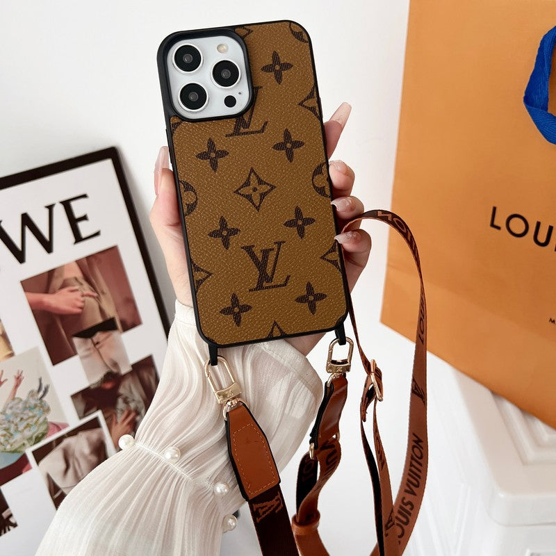 Luxusné hnedé crossbody puzdro na iPhone