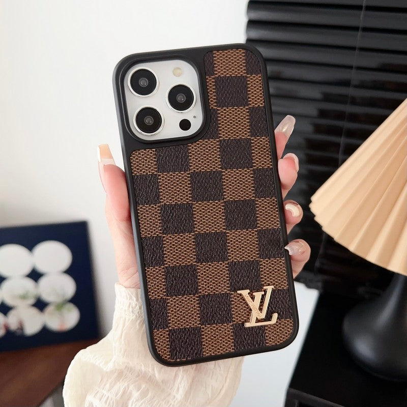 Funda de iPhone marrón clásica de lujo