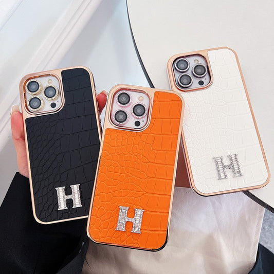 Logotipo de diamante clásico en oro rosa Funda y vinilo para iPhone
