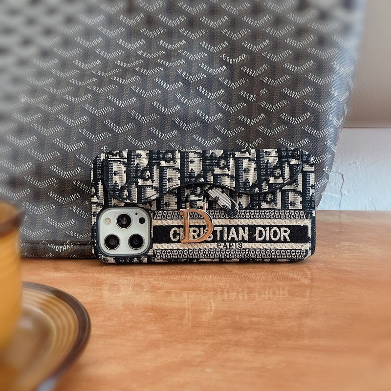 Funda de iPhone Bolsa de tarjeta de tela gris & negro de moda