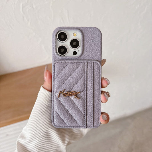 Capa de couro para iPhone com bolsa Saint Card