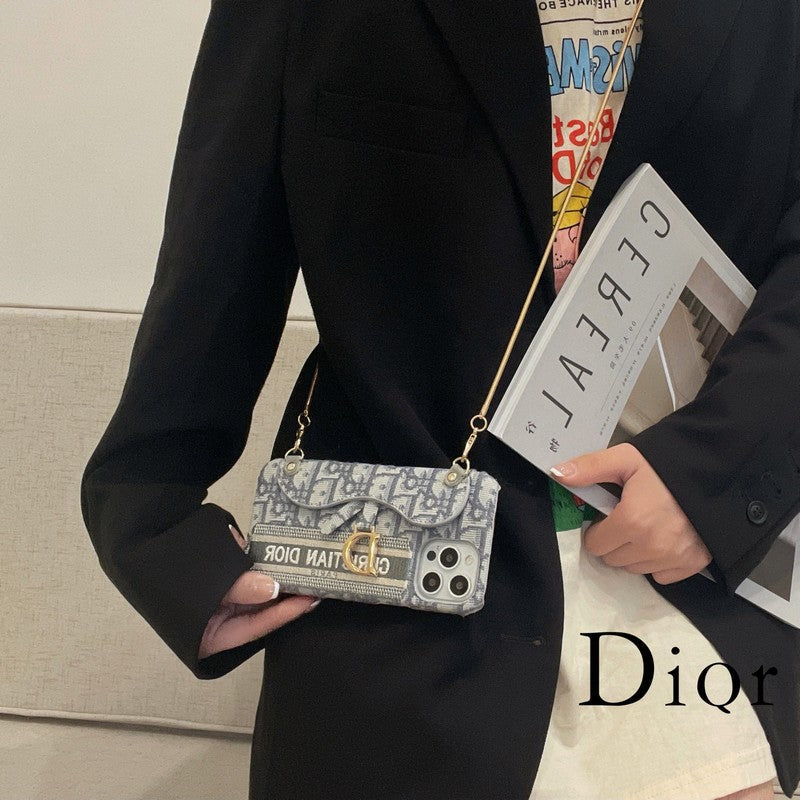 Bolso bandolera de tela gris & negro de moda Funda para iPhone