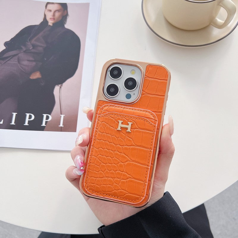 H Rose Gold kožené puzdro na iPhone