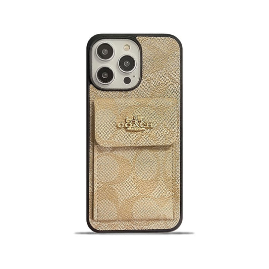 Klasické pouzdro na iPhone s držákem na kartu Peněženka Coffee -SZK240425