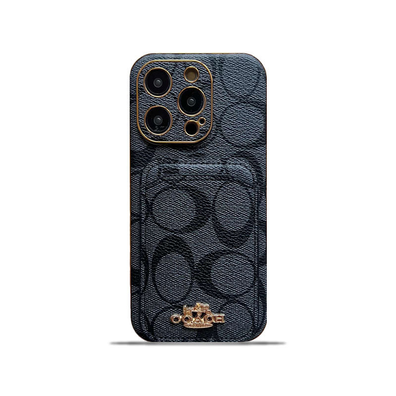 Klasické pouzdro na iPhone s držákem karty černé -KB241651