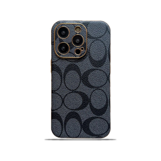Capa clássica para iPhone em couro preto -QBK240513
