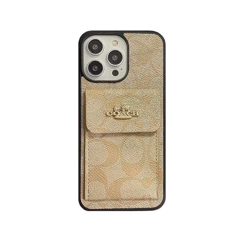 Capa clássica para iPhone com porta-cartões e carteira café -SZK240425