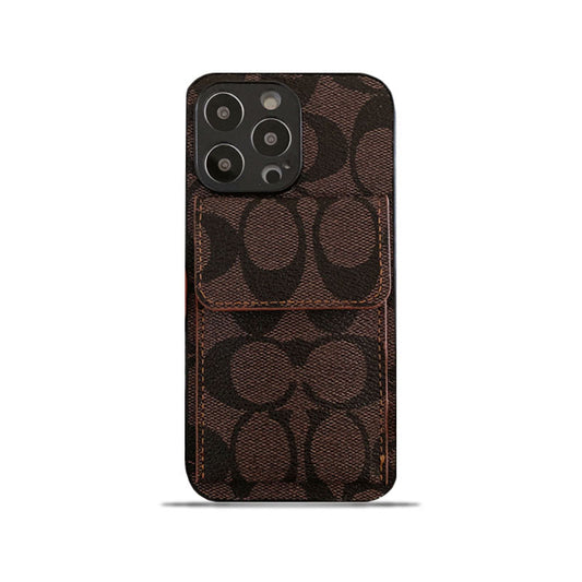 Capa clássica para iPhone com carteira marrom escuro-HP240513
