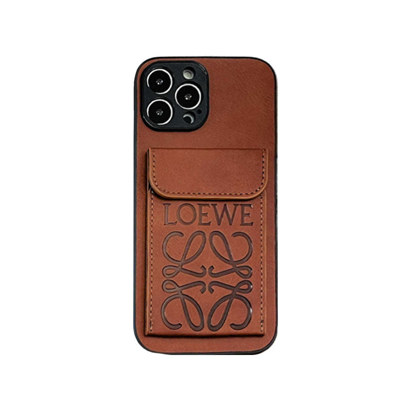 카드 홀더가 있는 고급 iPhone 케이스 Brown-LZP241448