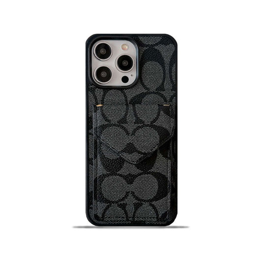Capa clássica para iPhone com porta-cartões e alça preta clara -SJ240513
