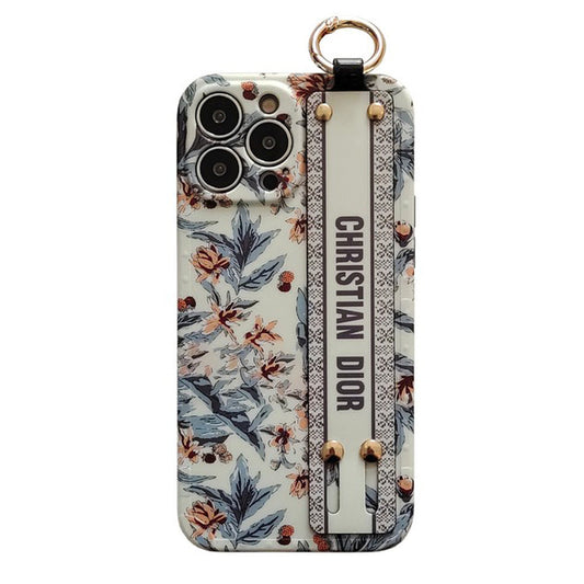 Capa para iPhone com pulseira branca fashion roxa &