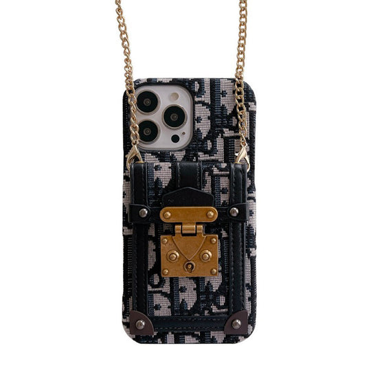 Capa para iPhone em tecido com bolsa de cartão da moda