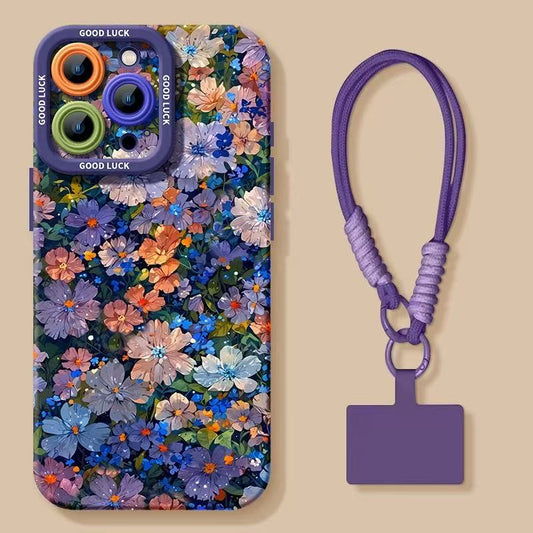 Květinové pouzdro na telefon s odnímatelným popruhem