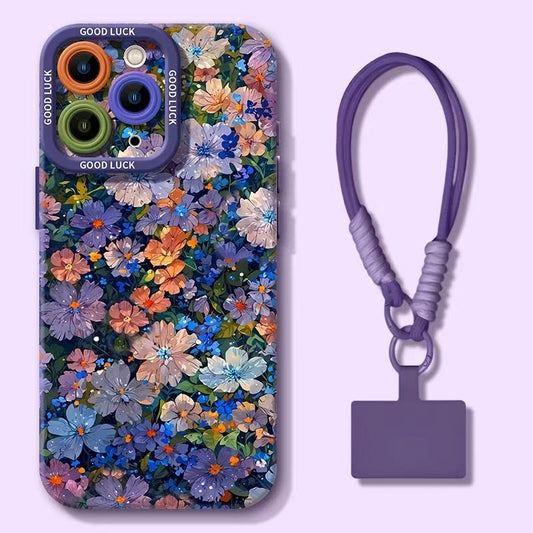 Květinové pouzdro na telefon s odnímatelným popruhem