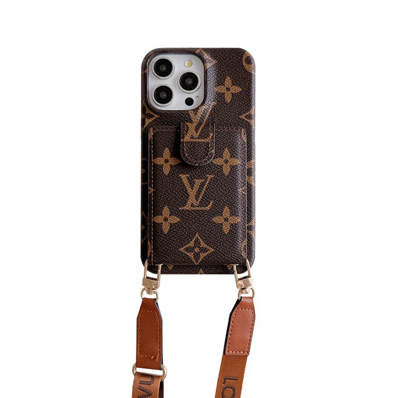 Funda de iPhone con cadena cruzada y bolso de tarjeta de lujo