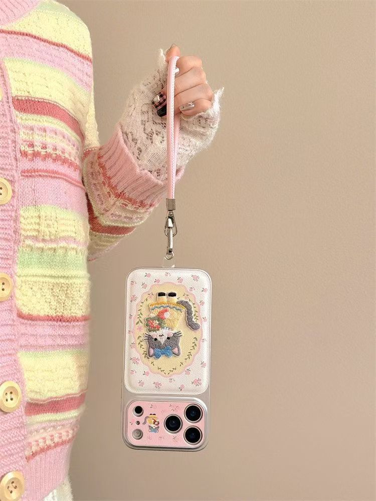 Floral Cat iPhone Case – Cute Embossed Shockproof Soft Cover
