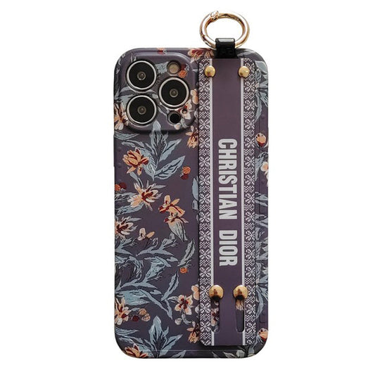 Capa para iPhone com pulseira branca fashion roxa &