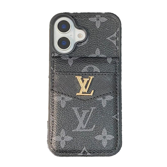 Capa para iPhone de cor clássica com bolsa de cartão luxuosa