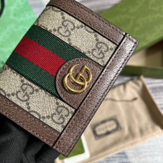 Ophidia GG-Kartenetui-Geldbörse Supreme Canvas Beige für Damen 4,3 Zoll/11 cm 523155 96IWG 8745