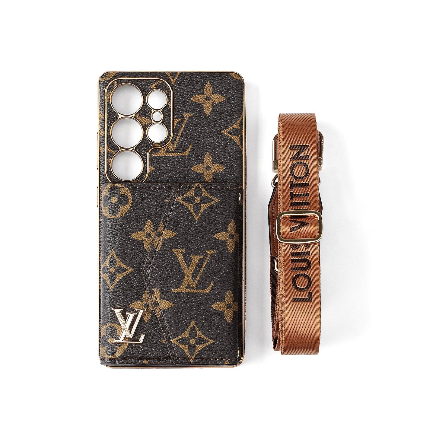 Advanced Leather Samsung Phone Case with Wallet and Strap.