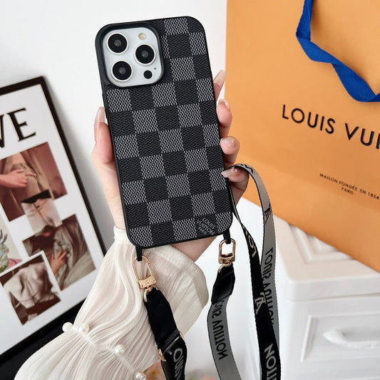 Luxusní černé & bílé crossbody pouzdro na iPhone