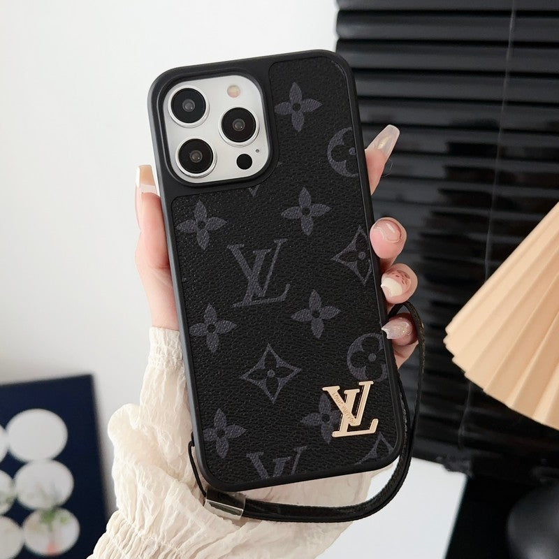 ラグジュアリー ブラック & ホワイト ハンド チェーン iPhone ケース