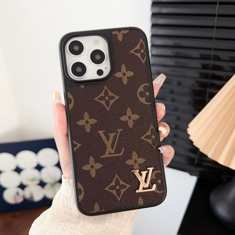 Funda de iPhone marrón clásica de lujo