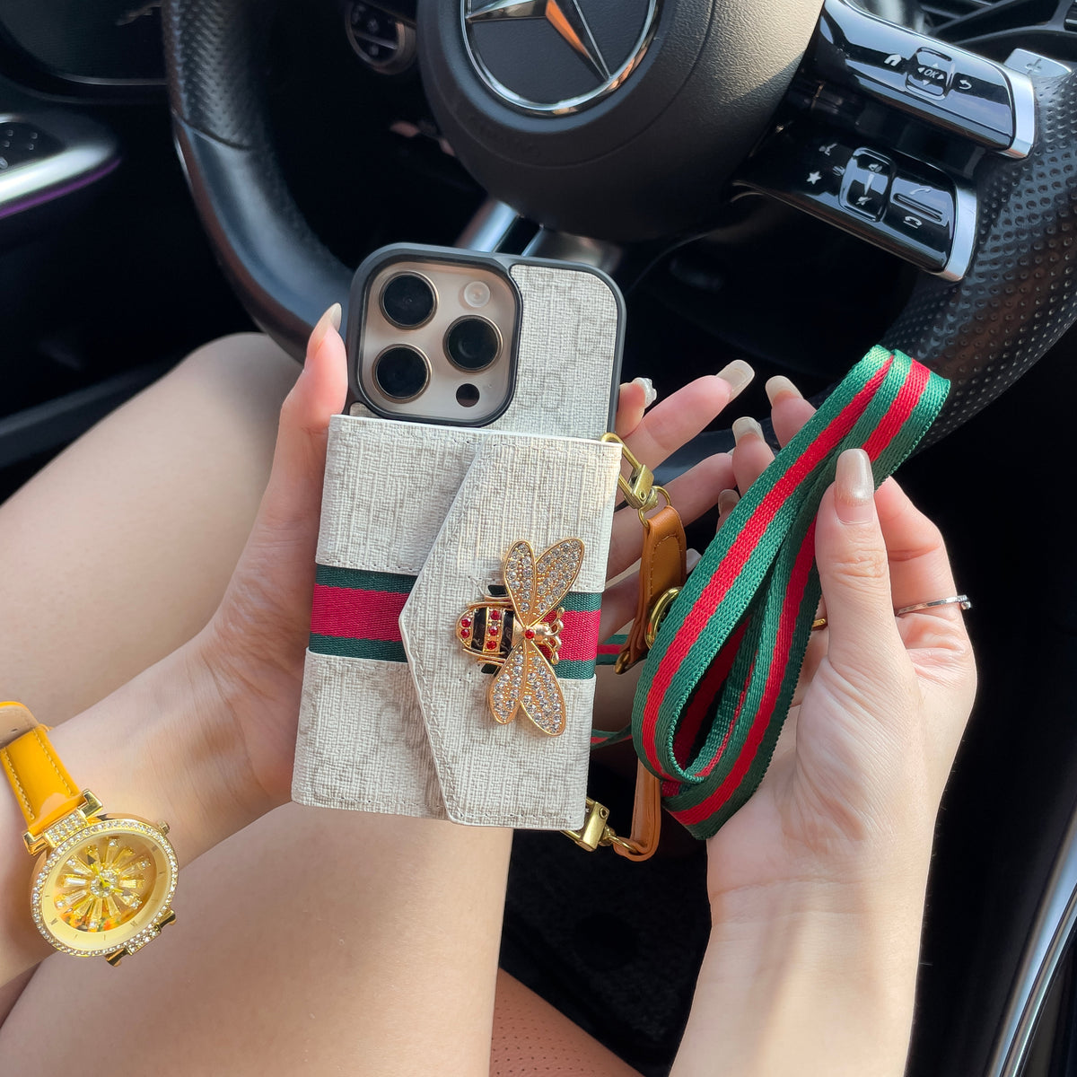 Husă Premium Advanced Crossbody pentru iPhone cu suport pentru card & Curea de umăr