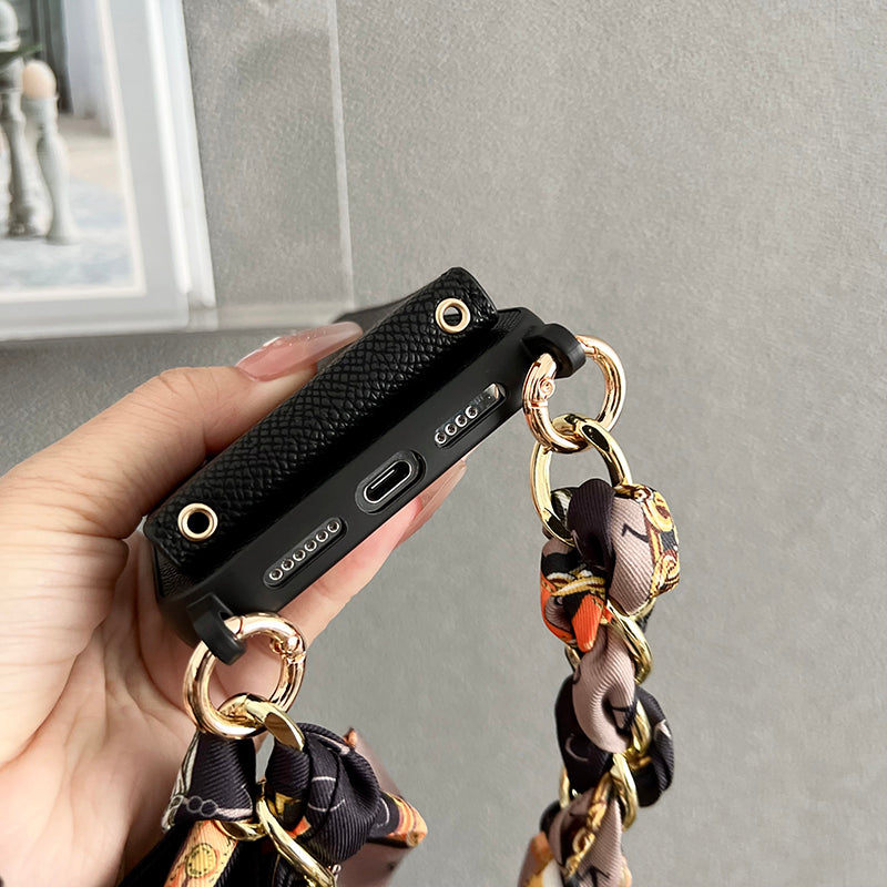 Bolsa de cartão H lenços capa de couro para iPhone