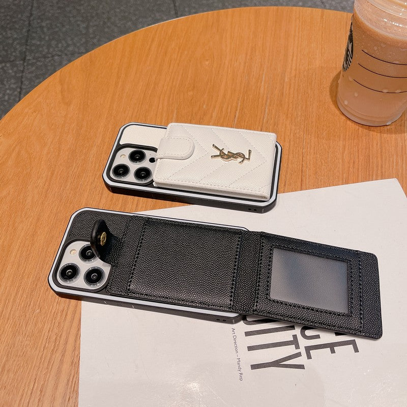 Custodia per iPhone in pelle colorata con borsa Saint Card