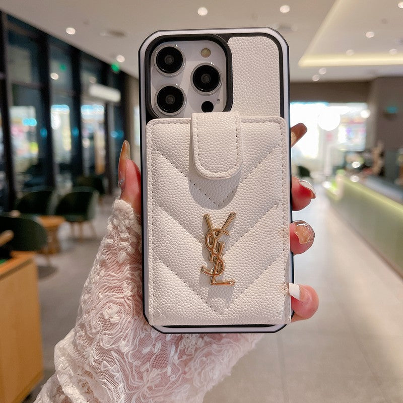 Custodia per iPhone in pelle colorata con borsa Saint Card