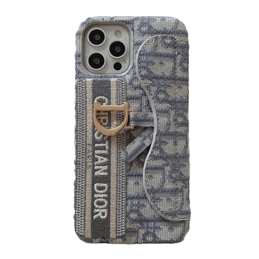 Capa para iPhone com bolsa de tecido cinza fashion preta &