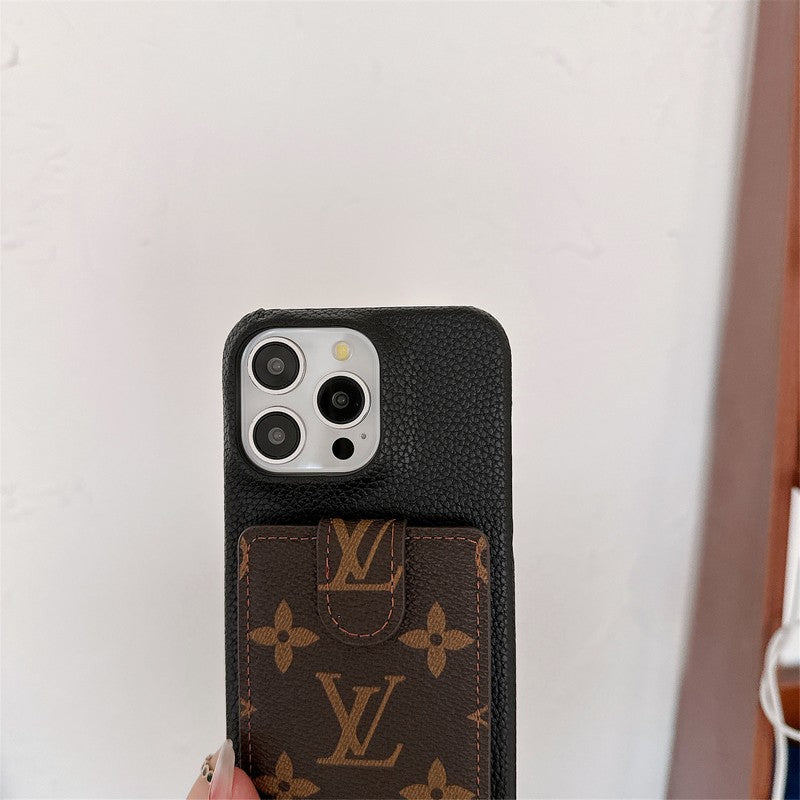 Funda de iPhone con cadena cruzada y bolso de tarjeta de lujo