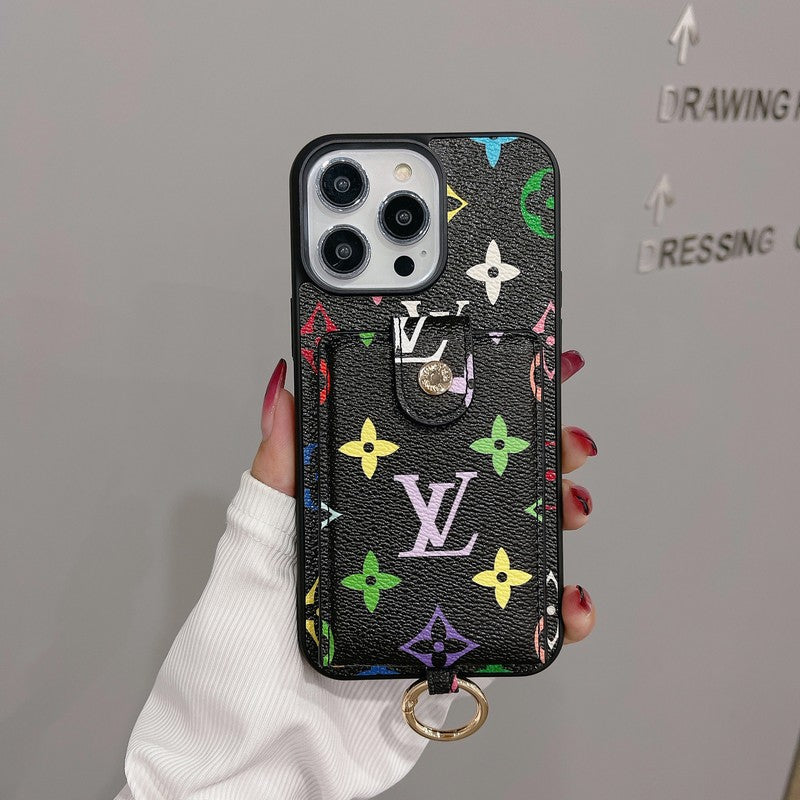 Luxusní Card Bag Klasické barevné pouzdro na iPhone