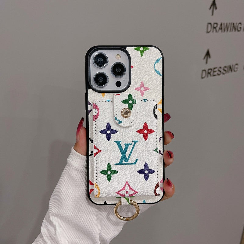 Luxusní Card Bag Klasické barevné pouzdro na iPhone