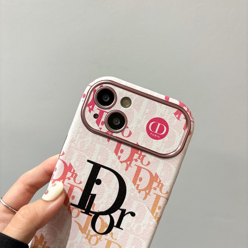Husă pentru iPhone din piele albă & Maro