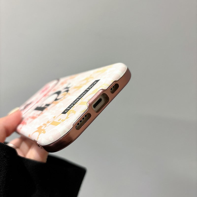 Husă pentru iPhone din piele albă & Maro