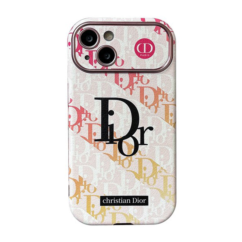 Husă pentru iPhone din piele albă & Maro