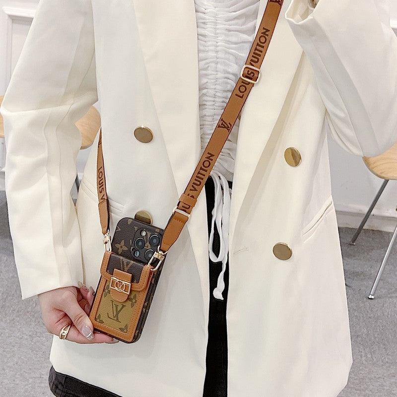 ラグジュアリーカードホルダークロスボディiPhoneケース