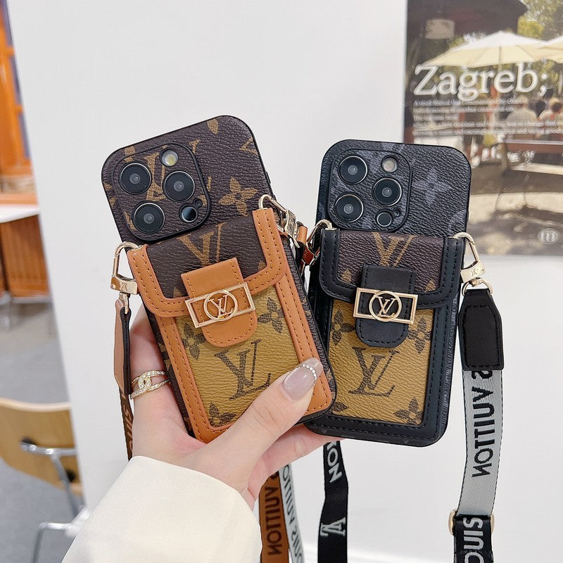 ラグジュアリーカードホルダークロスボディiPhoneケース