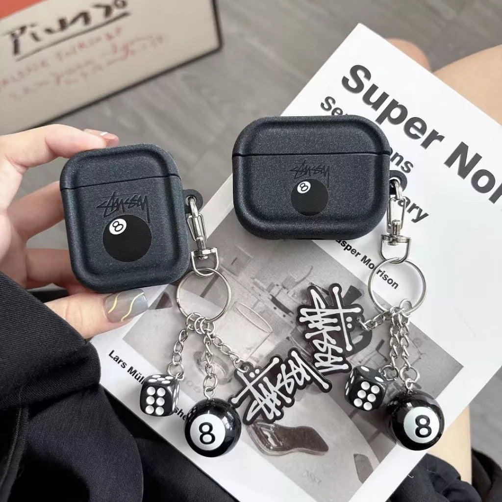 علبة 8 كرات لسماعات AirPods مع سلسلة مفاتيح