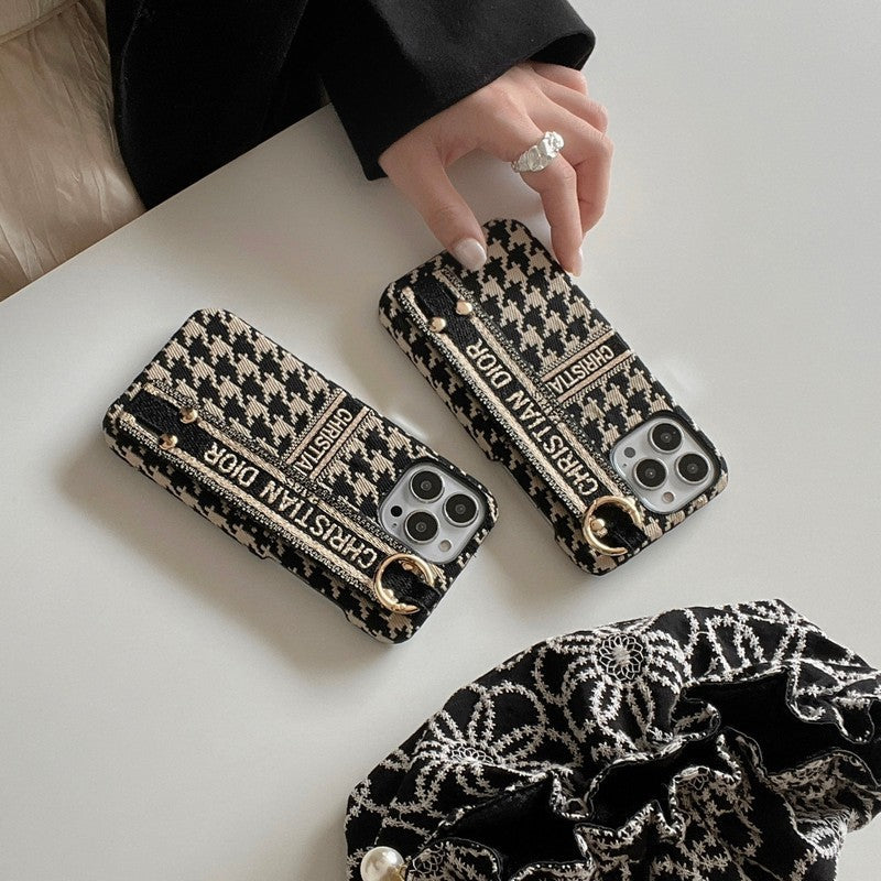Módní pouzdro na iPhone Houndstooth Wristband