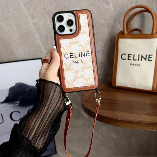 Bílé pouzdro na iPhone s řemínkem Celine-SZ231124